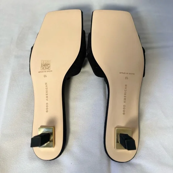 New Good American Terry Kickstand Mule Black Heels - Picture 9 of 9